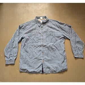The North‎ Face Blue Plaid Long Sleeve Button Down Hiking Shirt Men's Size XL